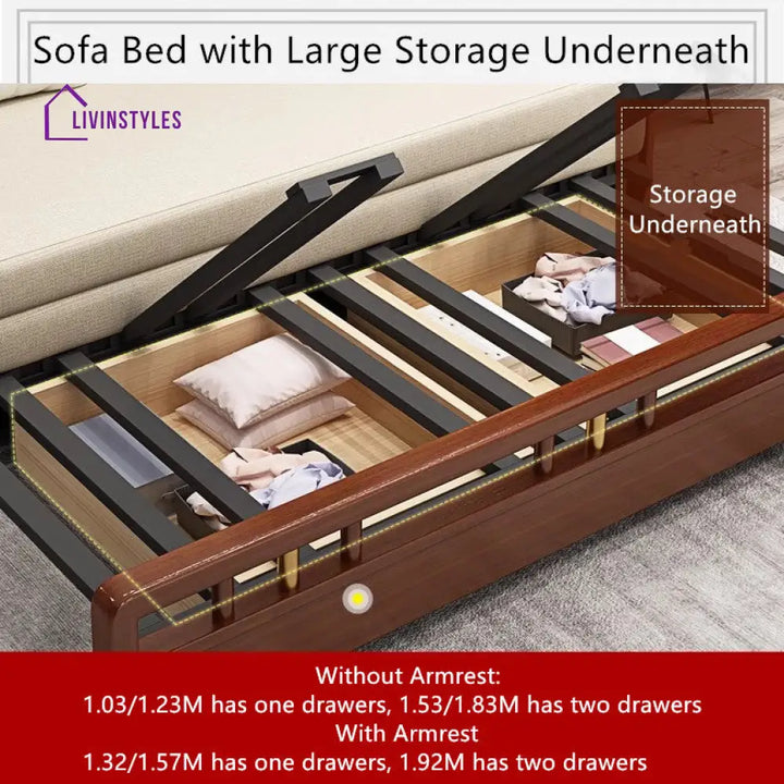 Solid Wood Frame Pull Out Sleeper Sofa Bed with Underneath Storage sofa bed with underneath storage