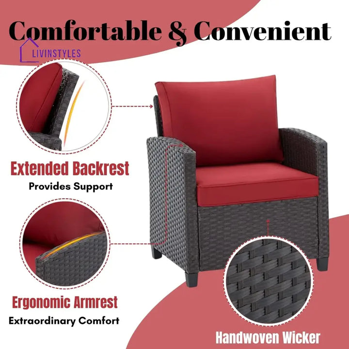 Lucía 3-Piece Outdoor Rattan Wicker Patio Set - Patio Set