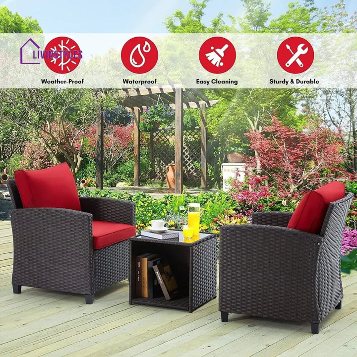Lucía 3-Piece Outdoor Rattan Wicker Patio Set - Patio Set