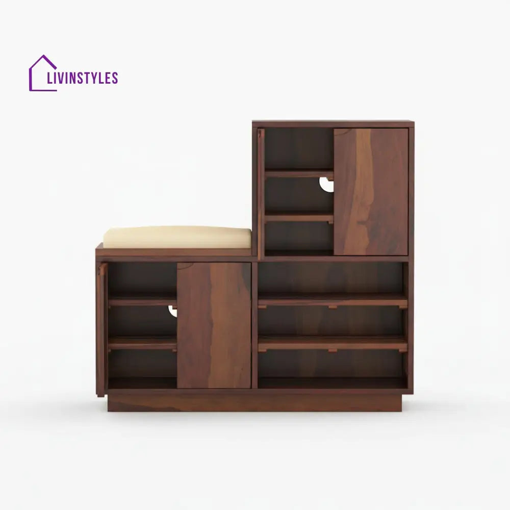 Lucia Sheesham Wood Shoe Rack with Door and Seating