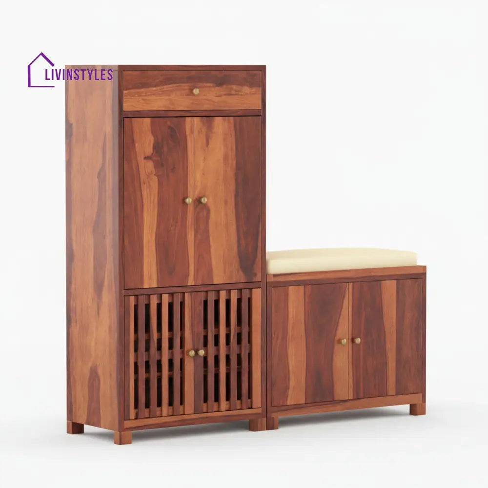Luciana Sheesham Wood Shoe rack with seating