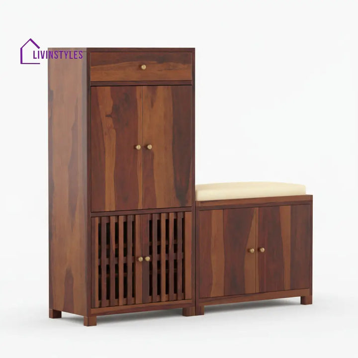 Luciana Sheesham Wood Shoe rack with seating