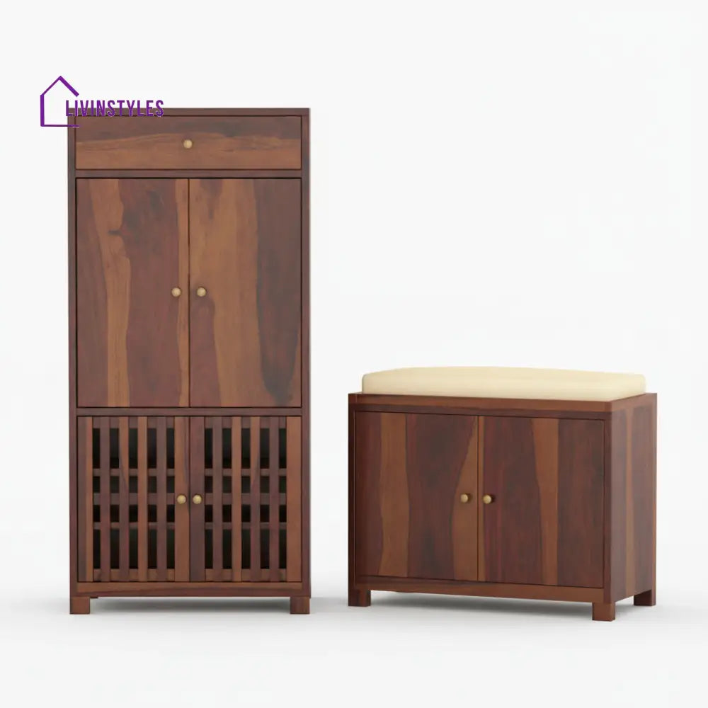 Luciana Sheesham Wood Shoe rack with seating