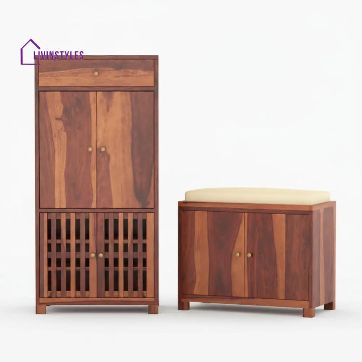 Luciana Sheesham Wood Shoe rack with seating