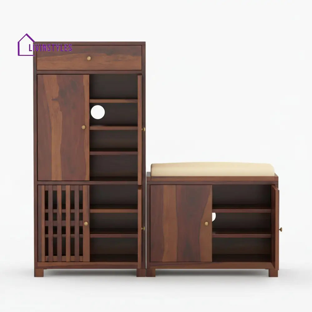 Luciana Sheesham Wood Shoe rack with seating