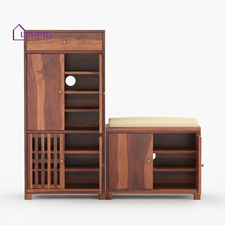Luciana Sheesham Wood Shoe rack with seating