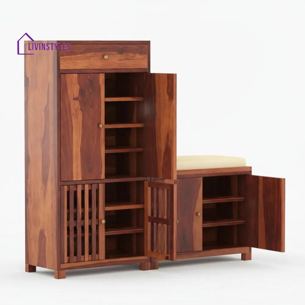 Luciana Sheesham Wood Shoe rack with seating