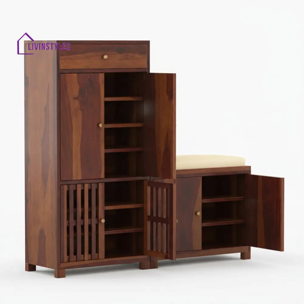 Luciana Sheesham Wood Shoe rack with seating