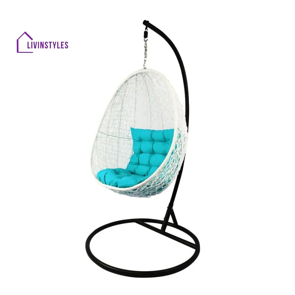 Luciana Single Seater Hanging Swing With Stand For Balcony Garden Swing (White) - Swings