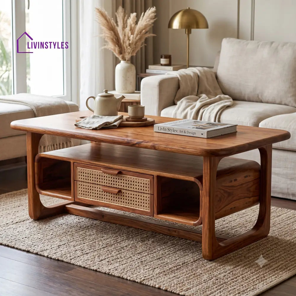 Lucie Wooden Coffee Table for Living Room | Tea Table | Teapoy | Center table