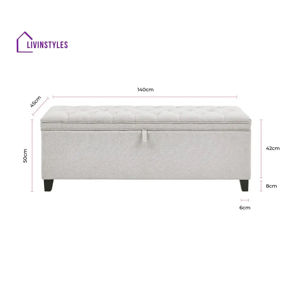 Lucio Button Back Storage Ottoman - Natural End of Bed Ottomans
