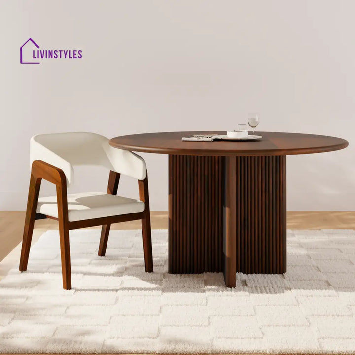 Ringo Round Dining Table - Acacia Wood - American Walnut
