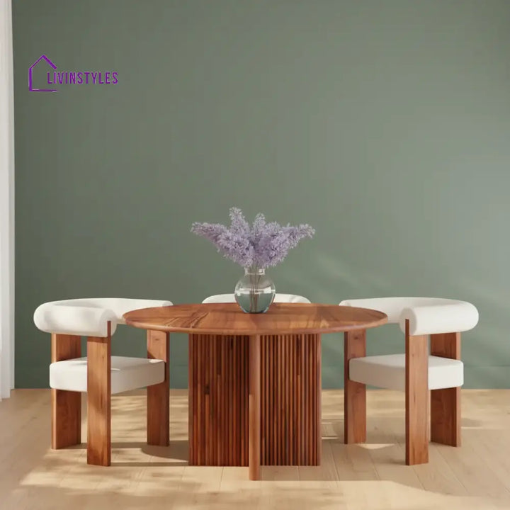 Ringo Round Dining Table - Acacia Wood - Warm Brown