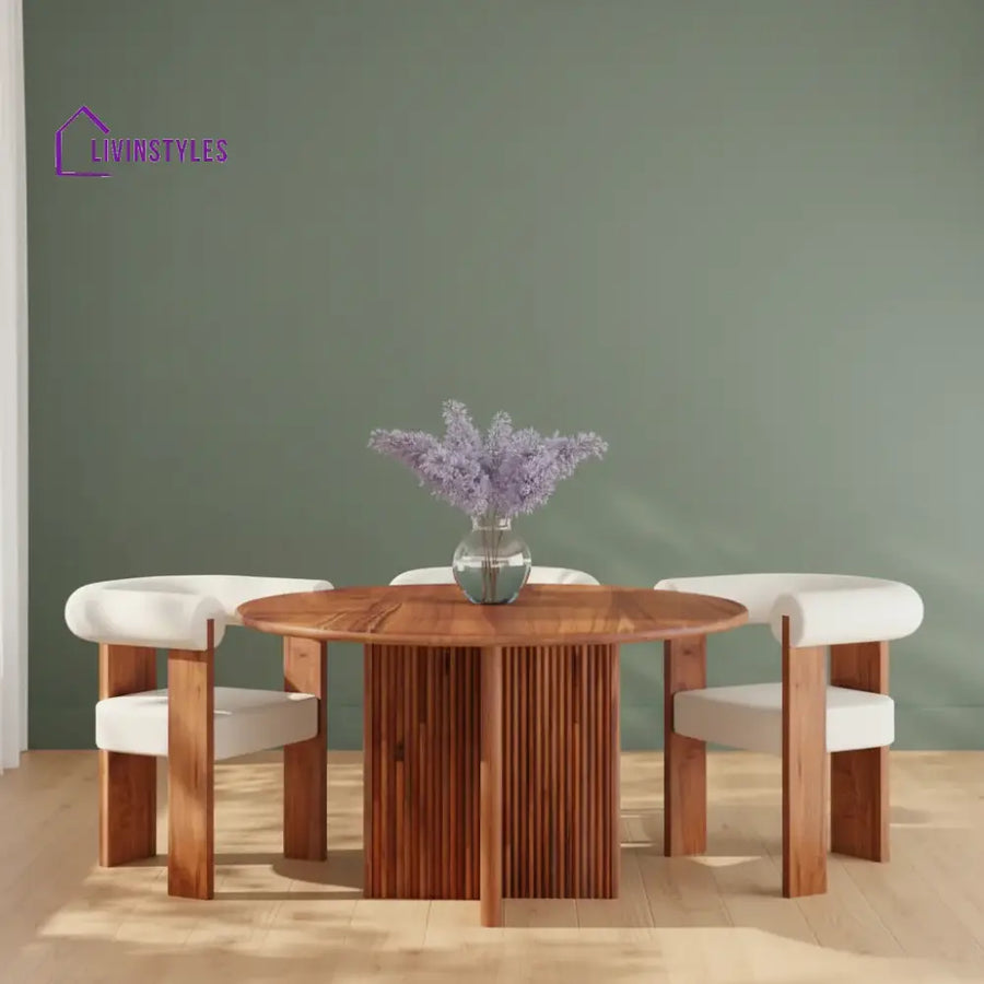 Ringo Round Dining Table - Acacia Wood - Warm Brown