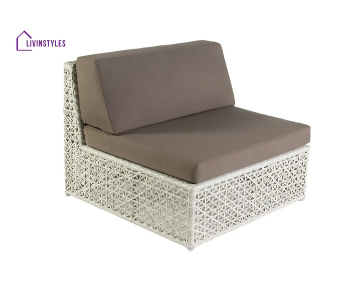 Ludovica Outdoor Patio Sofa Set 6 Chairs 1 Footstool 1 Side table and 1 Center Table (Off White) - Sofa Sets