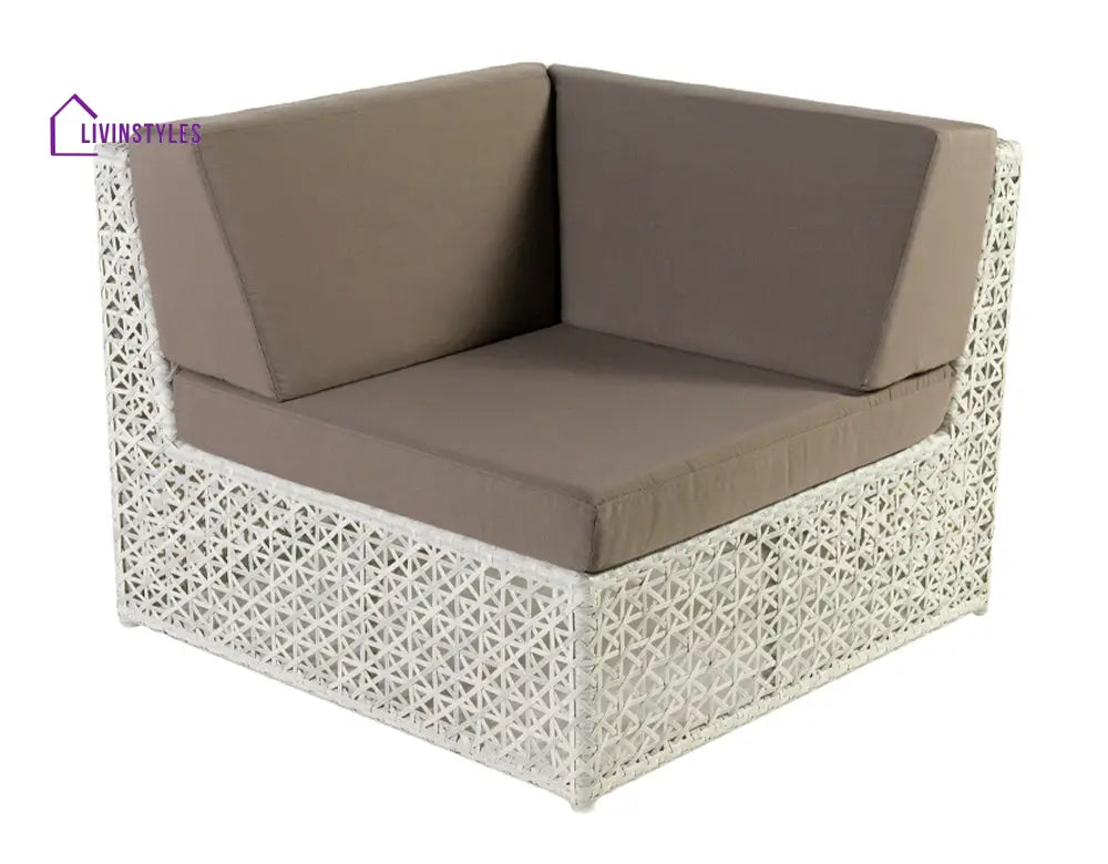 Ludovica Outdoor Patio Sofa Set 6 Chairs 1 Footstool 1 Side table and 1 Center Table (Off White) - Sofa Sets
