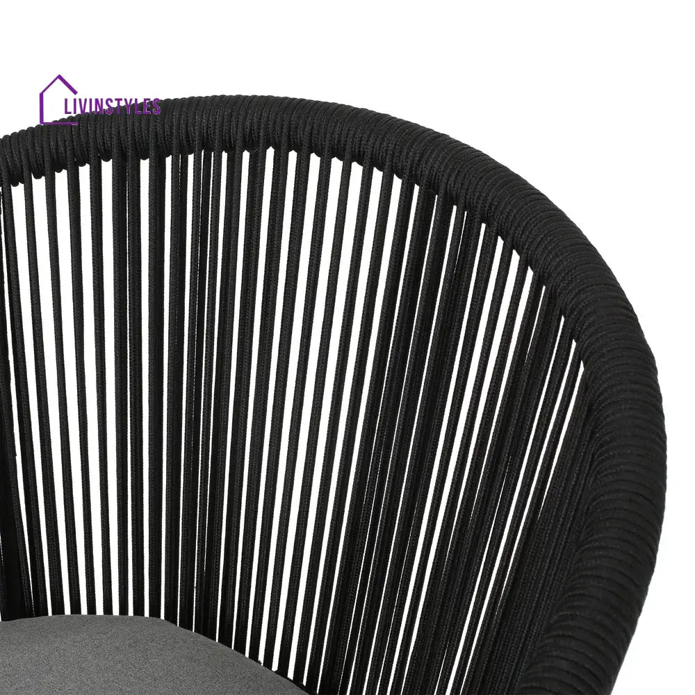 Luigi Outdoor Patio Seating Set 2 Chairs and 1 Table Set (Black) Braided & Rope - Coffee Table Sets