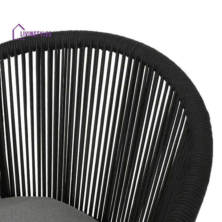 Luigi Outdoor Patio Seating Set 2 Chairs and 1 Table Set (Black) Braided & Rope - Coffee Table Sets
