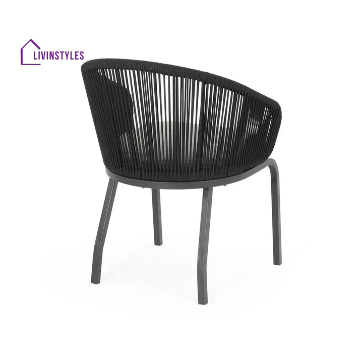 Luigi Outdoor Patio Seating Set 2 Chairs and 1 Table Set (Black) Braided & Rope - Coffee Table Sets