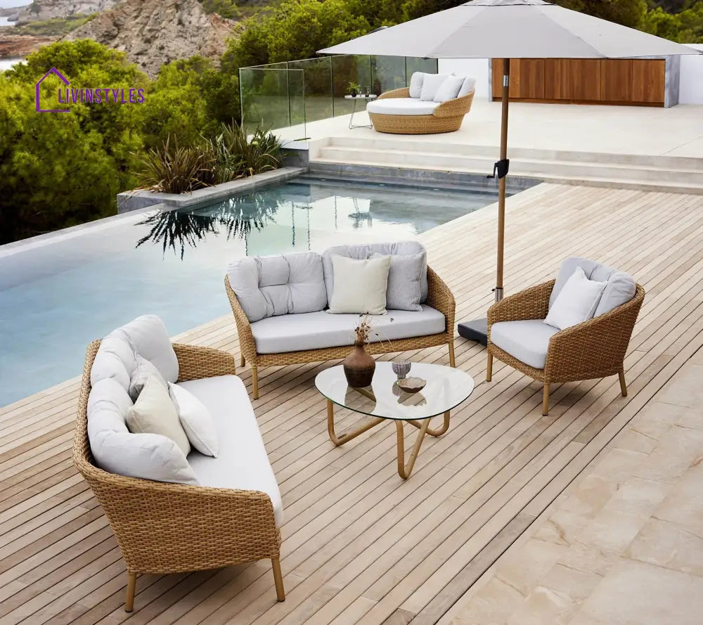 Luigi Outdoor Patio Sofa Set 3 Seater 2 Seater 1 Single Seater and 1 Center Table (Brown) - Sofa Sets