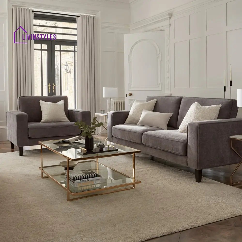 Luis 3 Seater Sofa for Living Room - Grey - Sofas