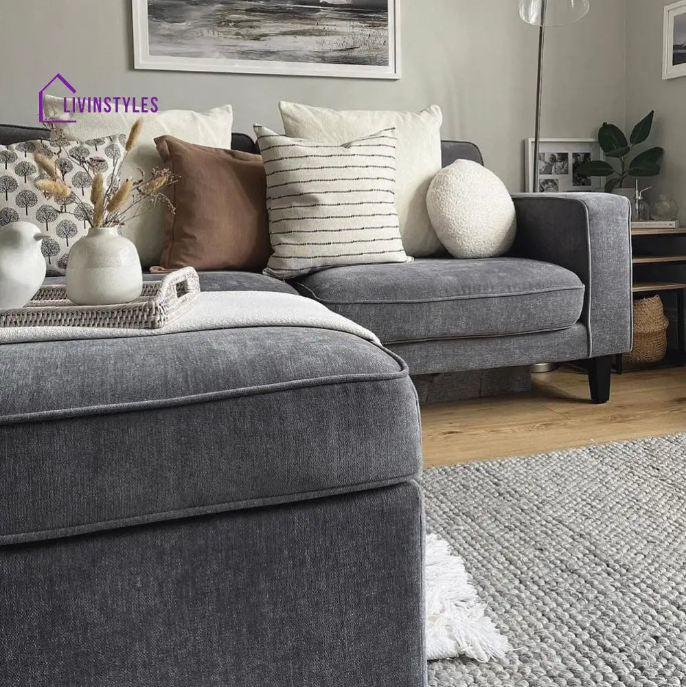 Luis 3 Seater Sofa for Living Room - Grey - Sofas