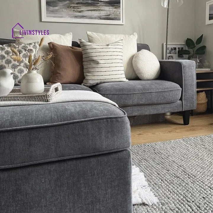 Luis 3 Seater Sofa for Living Room - Grey - Sofas