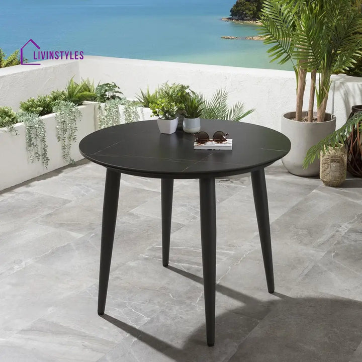 Luis Outdoor Patio Seating Set 2 Chairs and 1 Table Set (Black + Blue) Braided & Rope - Coffee Table Sets