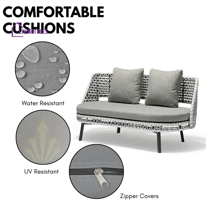 Lujayn Outdoor Double Tone Rattan Wicker Sofa Set - Sofa Set