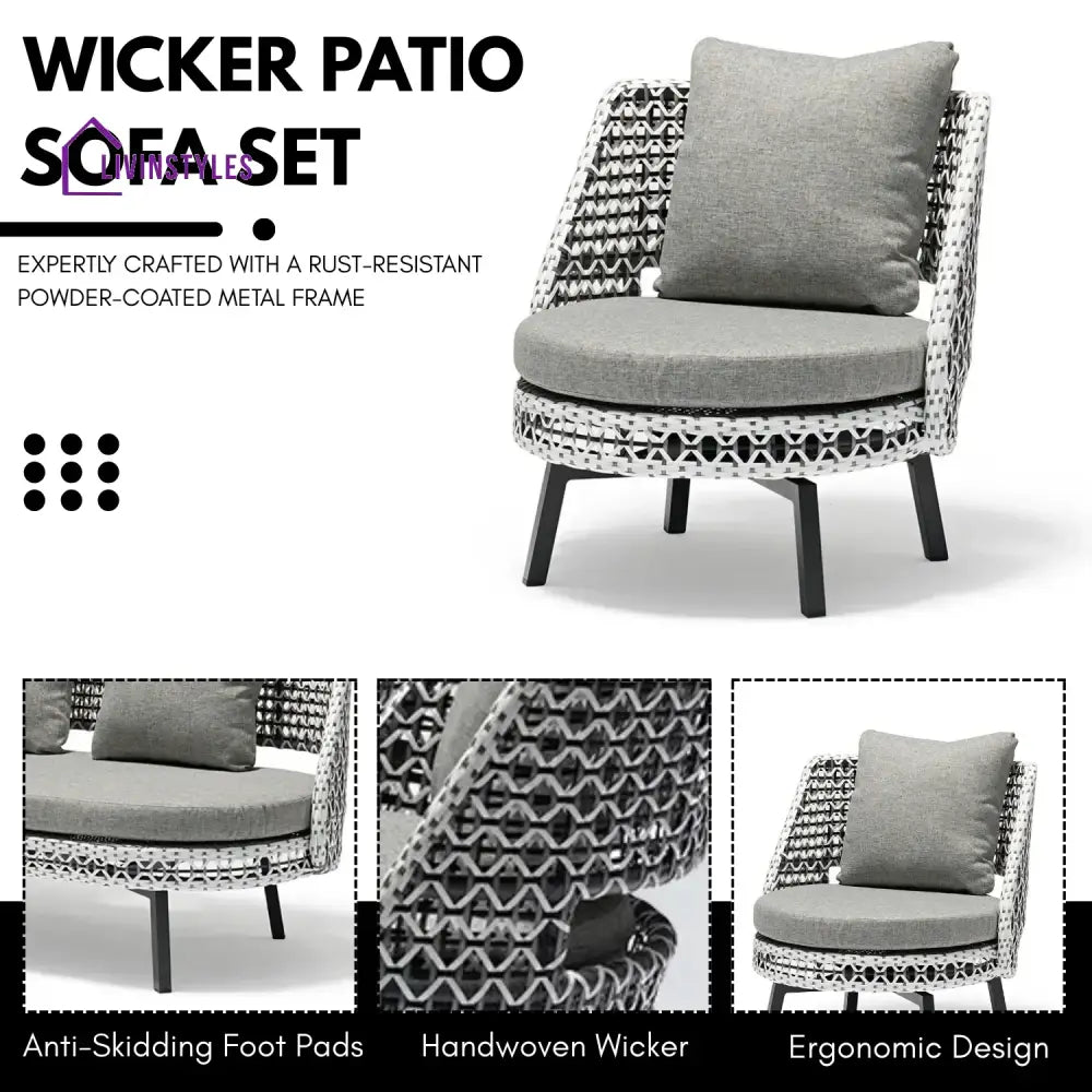 Lujayn Outdoor Double Tone Rattan Wicker Sofa Set - Sofa Set