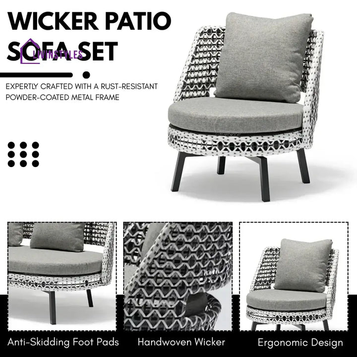 Lujayn Outdoor Double Tone Rattan Wicker Sofa Set - Sofa Set