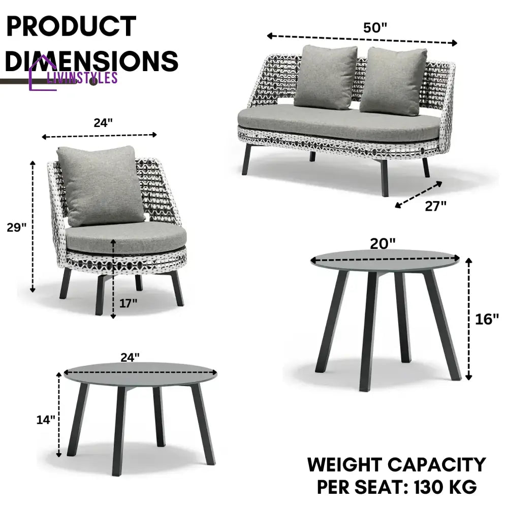 Lujayn Outdoor Double Tone Rattan Wicker Sofa Set - Sofa Set
