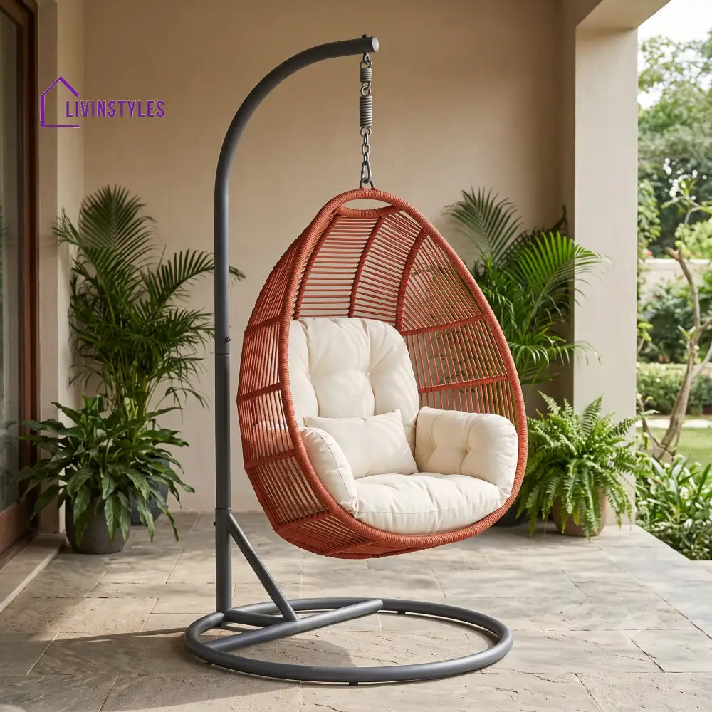 Lukasz Premium MS Frame with Powder Coated Outdoor Swing Chair with Stand