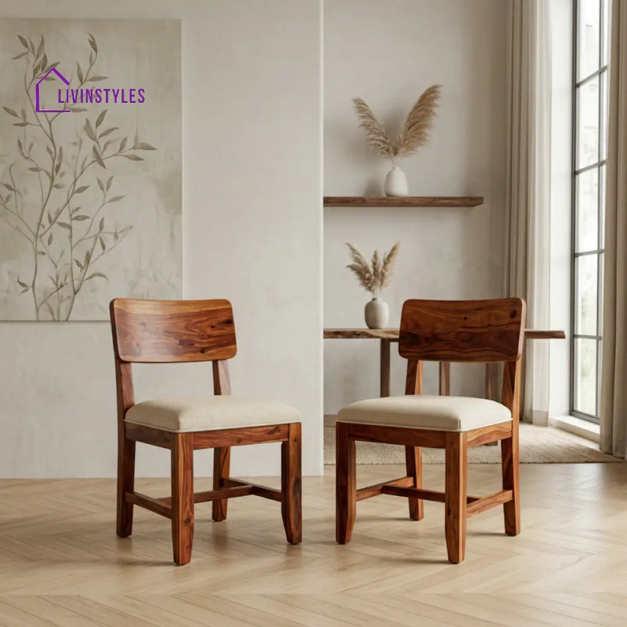Luke Sheesham Wood Dining Chairs - Set of 2 (Honey Finish)