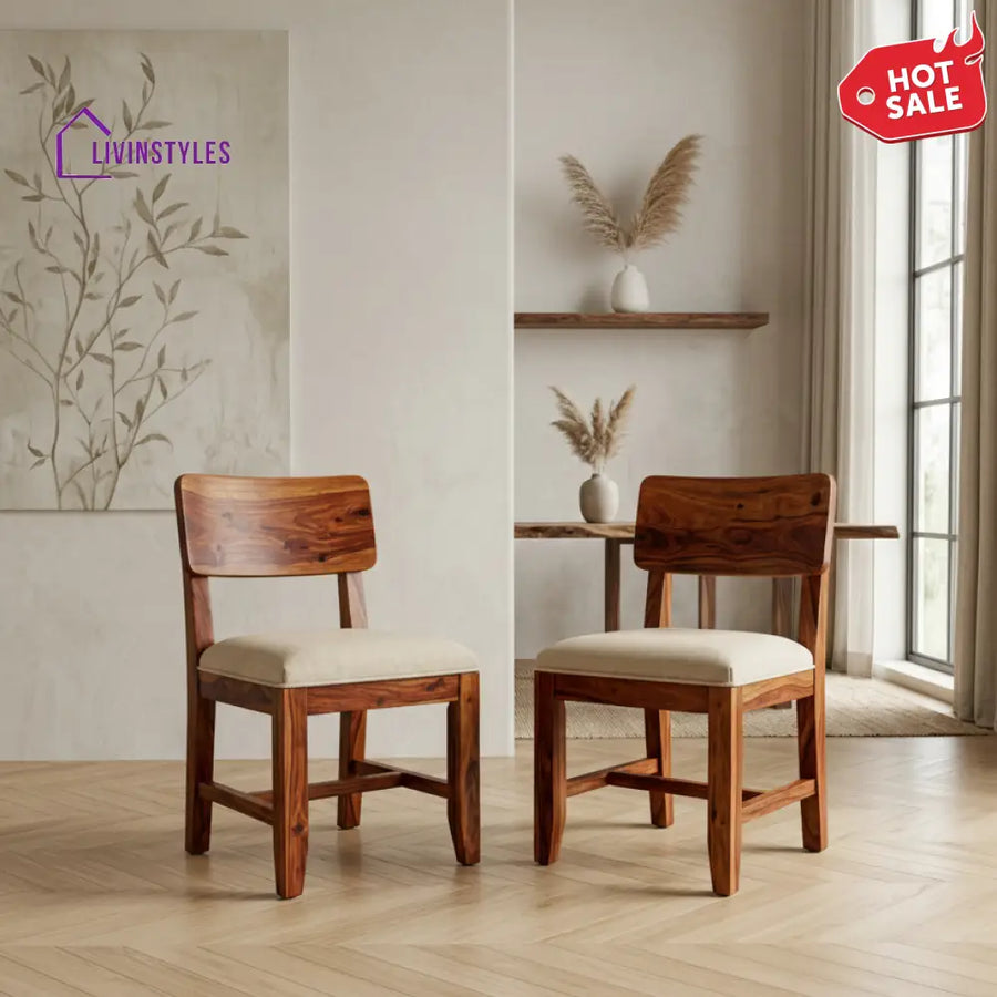 Luke Sheesham Wood Dining Chairs - Set of 2 (Honey Finish)