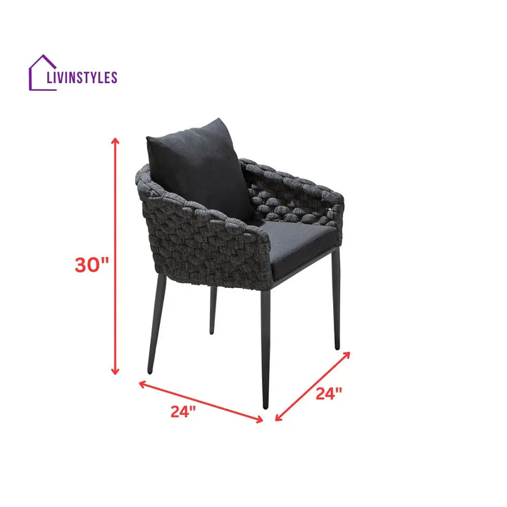 Luktro Outdoor Garden Patio Dining Set 4 Chairs and 1 Table Set Braided & Rope - Coffee Table Sets