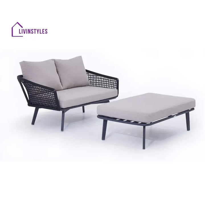 Lumi 2-Piece Outdoor Rope Loveseat Sofa With Ottoman - Patio Sofa Set