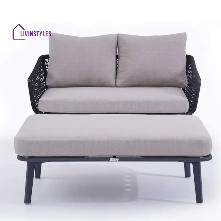 Lumi 2-Piece Outdoor Rope Loveseat Sofa With Ottoman - Patio Sofa Set