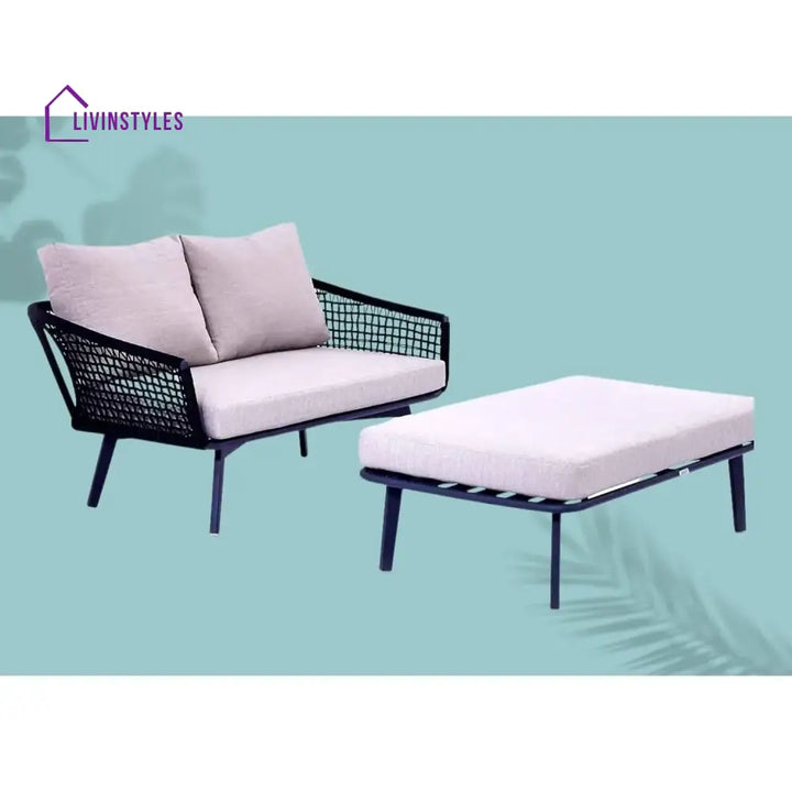 Lumi 2-Piece Outdoor Rope Loveseat Sofa With Ottoman - Patio Sofa Set