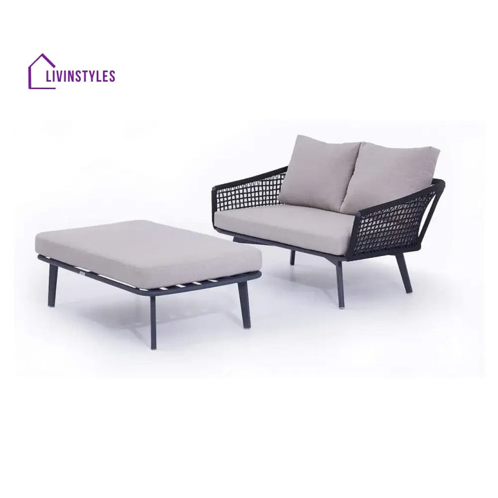 Lumi 2-Piece Outdoor Rope Loveseat Sofa With Ottoman - Patio Sofa Set