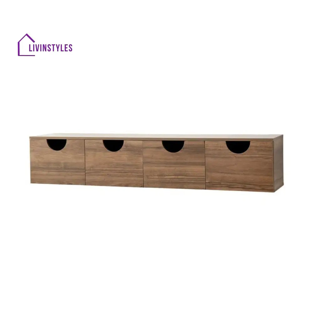 Lumi Wall Mounted Wooden Finish Tv Unit Stand for Living Room