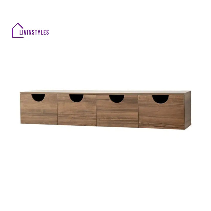 Lumi Wall Mounted Wooden Finish Tv Unit Stand for Living Room