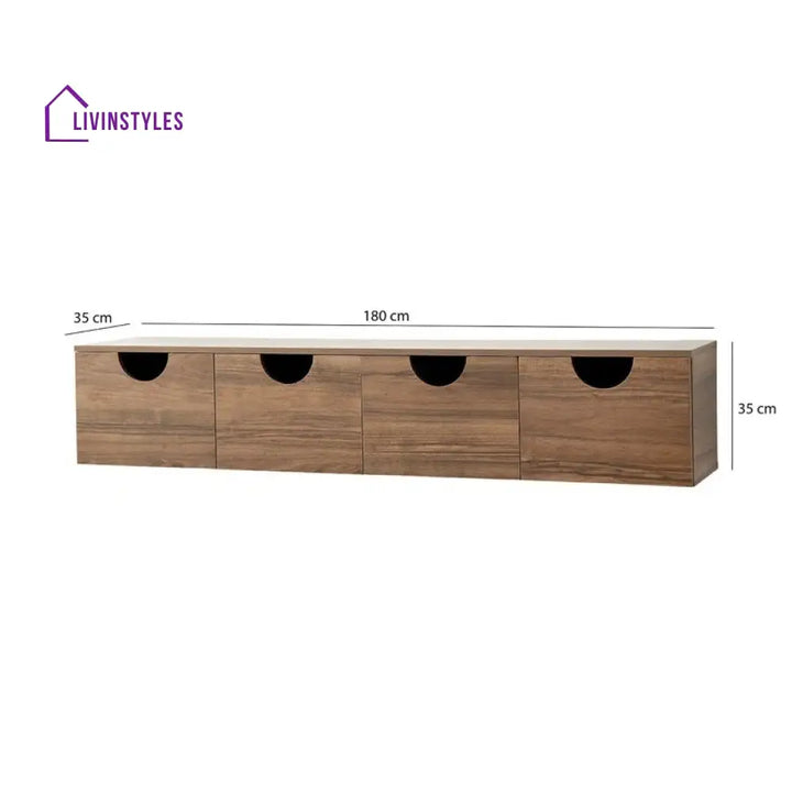 Lumi Wall Mounted Wooden Finish Tv Unit Stand for Living Room