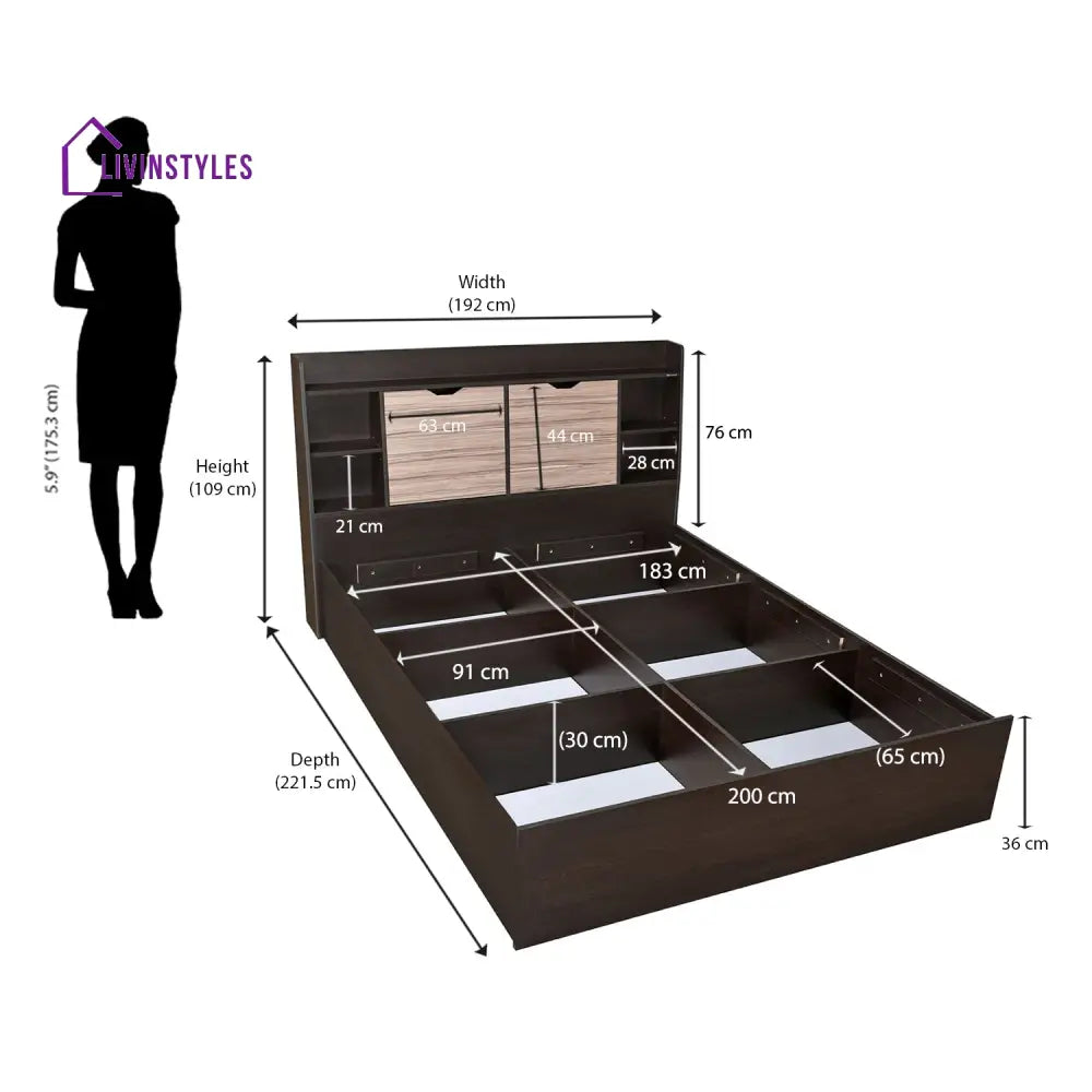 Dmitri King Bed With Storage (Wenge) Home Furniture