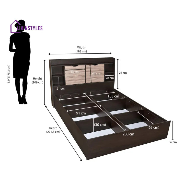 Dmitri King Bed With Storage (Wenge) Home Furniture