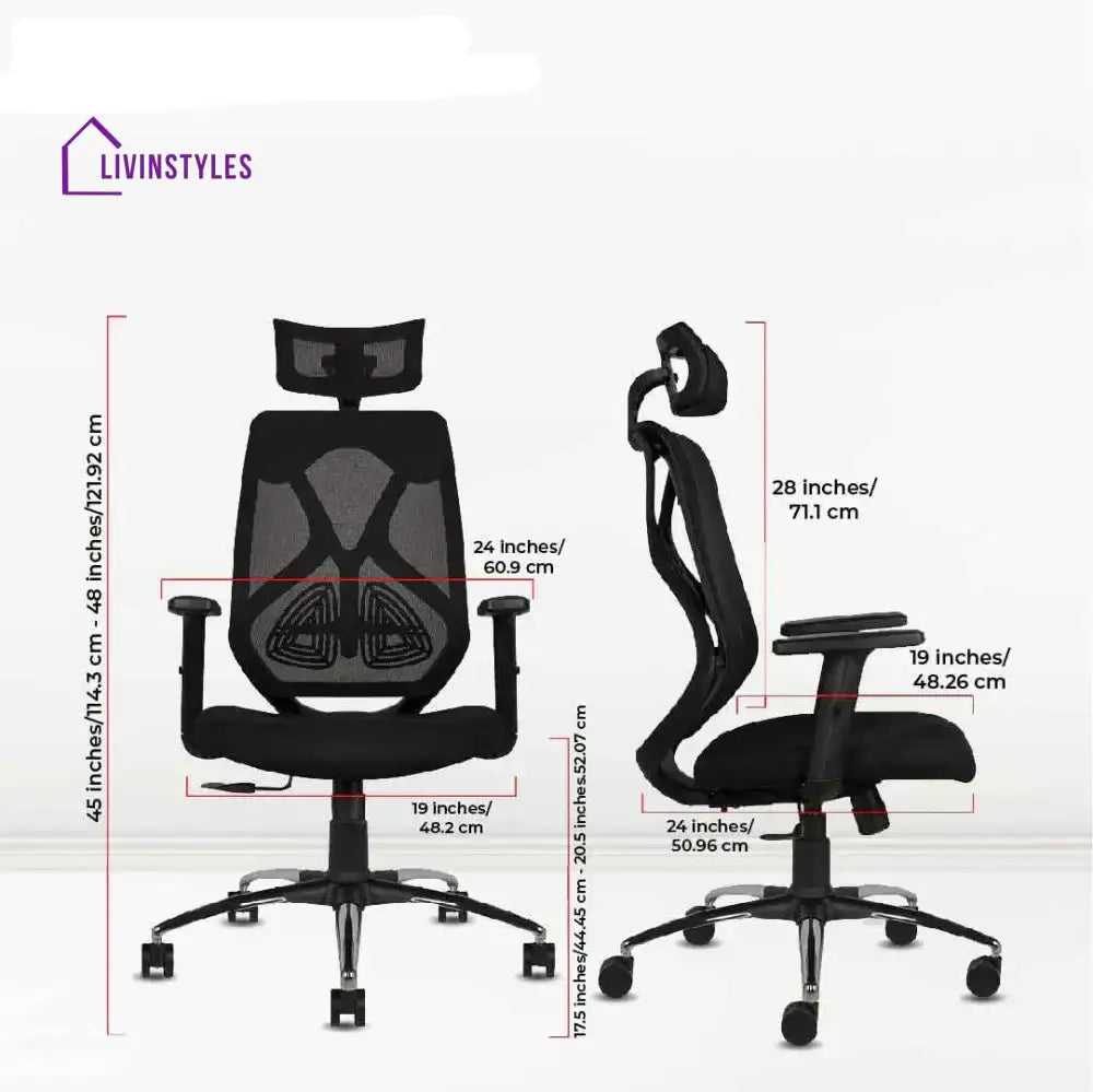 Lunar Fusion Black Mesh Headrest Office & Computer Chair