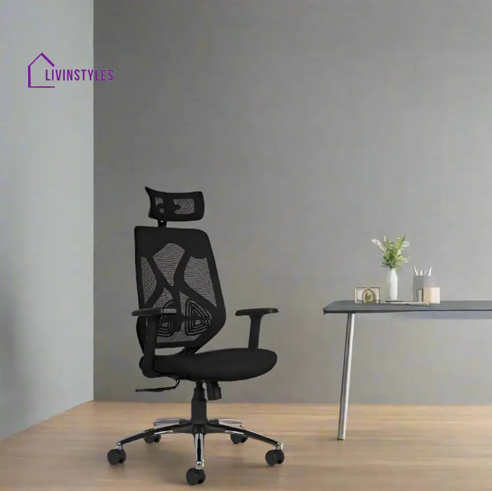 Lunar Fusion Black Mesh Headrest Office & Computer Chair