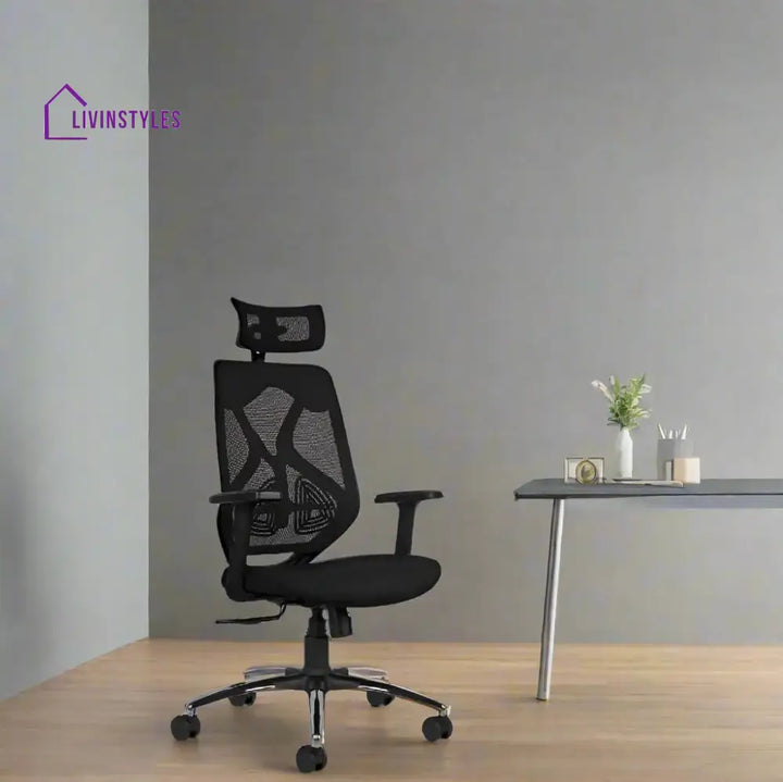 Lunar Fusion Black Mesh Headrest Office & Computer Chair