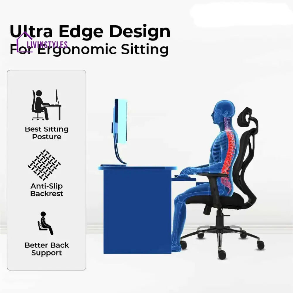 Lunar Fusion Black Mesh Headrest Office & Computer Chair