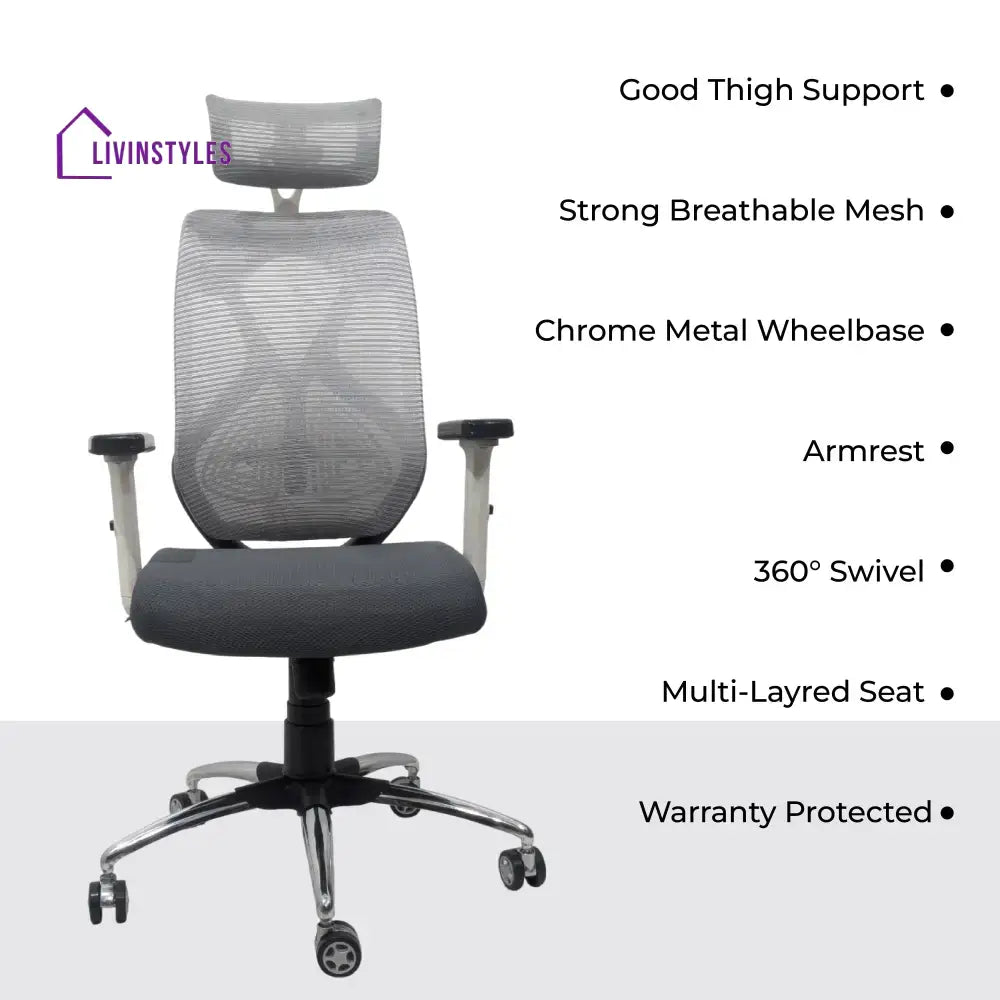 Lunar Fusion Mesh Headrest Executive Office Chair & Home Office Chair